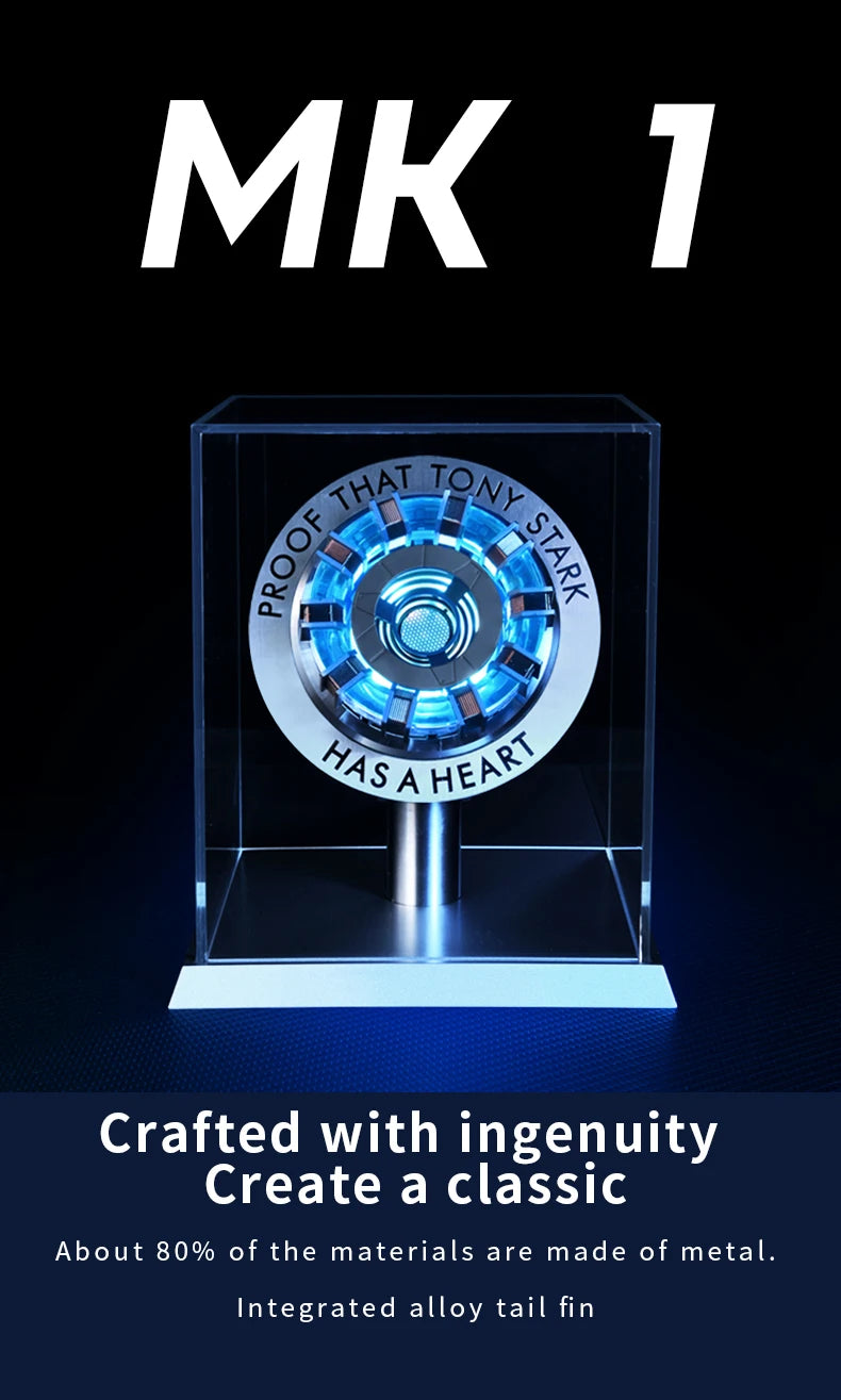 Stark MK1 Metal Alloy USB LED Lamp - Voice Control, PVD Surface, 18cm, Proof Tony Stark Has a Heart, Gift for Fans