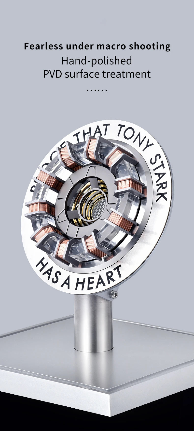 Stark MK1 Metal Alloy USB LED Lamp - Voice Control, PVD Surface, 18cm, Proof Tony Stark Has a Heart, Gift for Fans