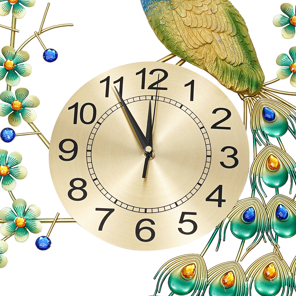 3D European Style Peacock Hanging Clock Wall-mounted Wall Clock Modern Decorative Wall Clock  for Office Home Indoor 70 * 65cm