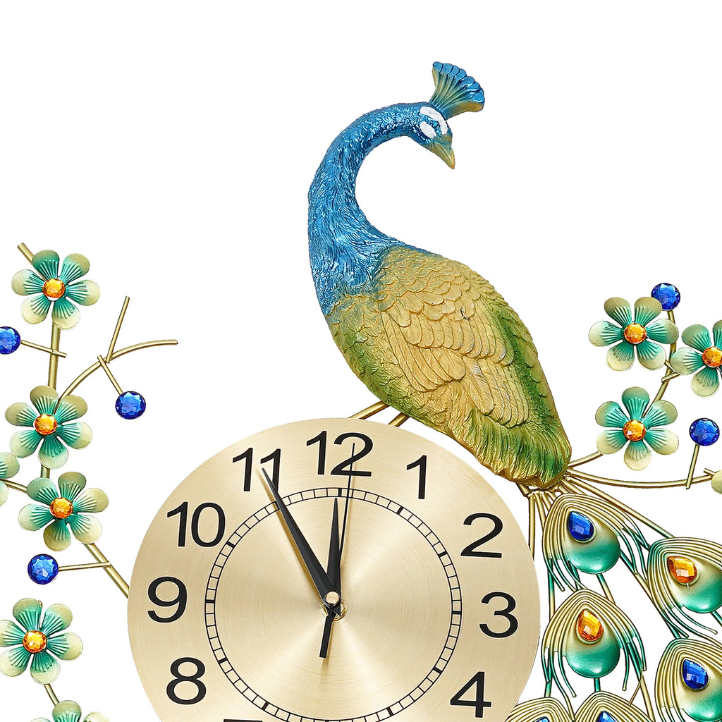 3D European Style Peacock Hanging Clock Wall-mounted Wall Clock Modern Decorative Wall Clock  for Office Home Indoor 70 * 65cm