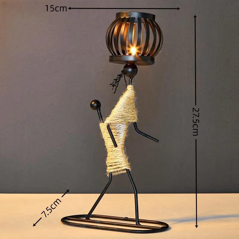 Hot Sale Nordic Metal Candlestick Abstract Character Sculpture Candle Holder Decors Handmade Figurines Home Decoration Art Gifts