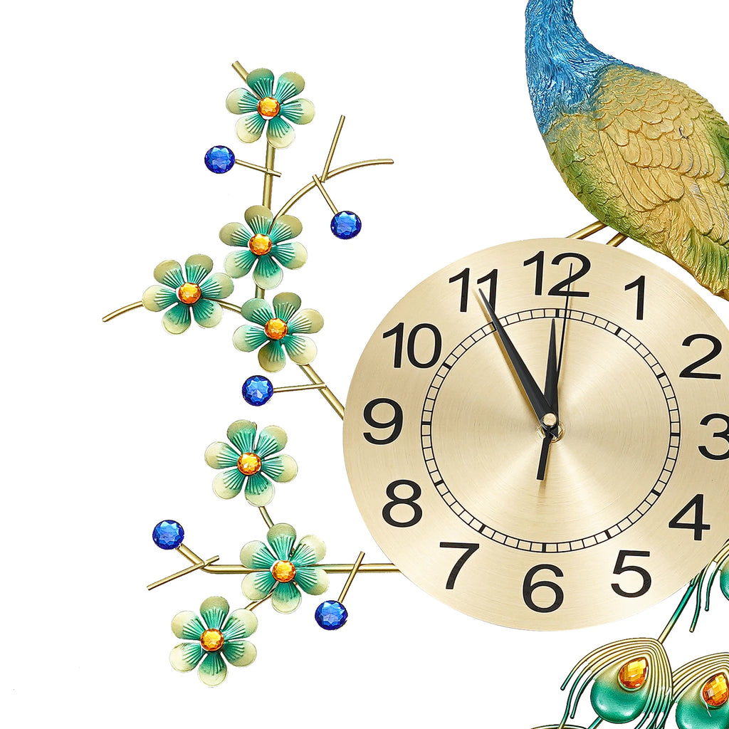3D European Style Peacock Hanging Clock Wall-mounted Wall Clock Modern Decorative Wall Clock  for Office Home Indoor 70 * 65cm