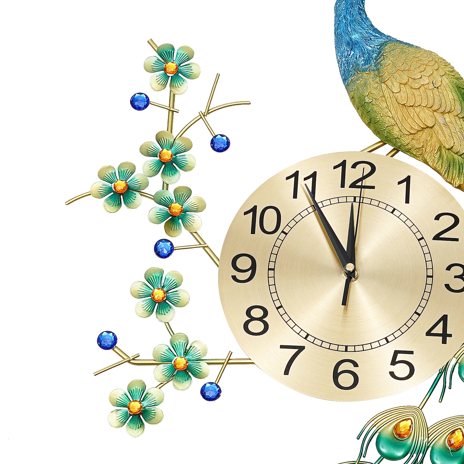 3D European Style Peacock Hanging Clock Wall-mounted Wall Clock Modern Decorative Wall Clock  for Office Home Indoor 70 * 65cm